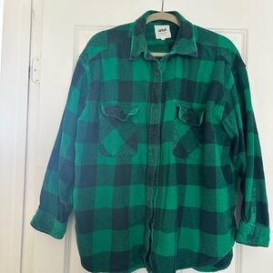 Aerie Green Plaid Button Down Shirt